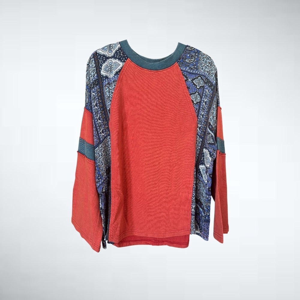Size S Easel Mixed Print Paisley Jersey Top in Boho Red - Picture 4 of 8